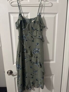 Floral Ruffle Mini Dress in Sage Green